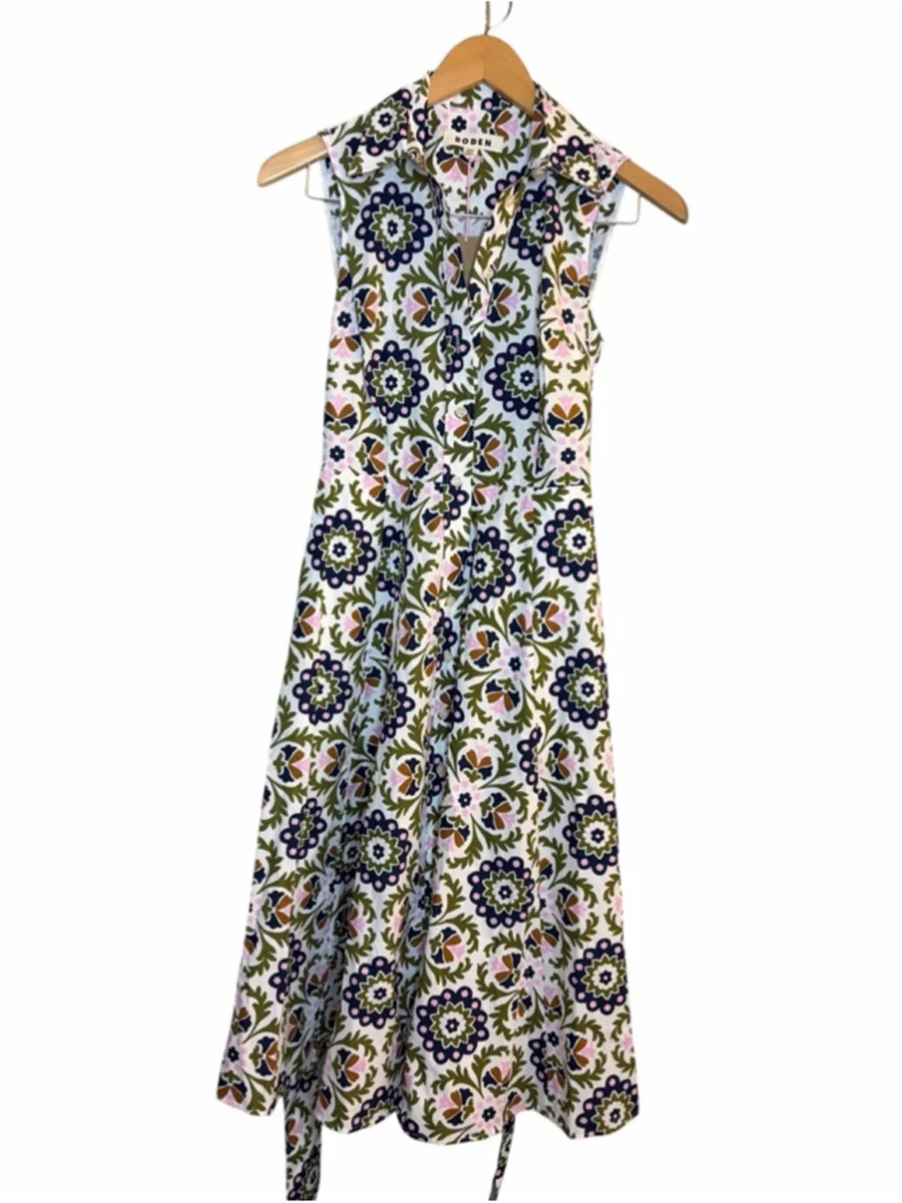 Boden Riviera Sleeveless Shirt Dress Medallion Floral Print Midi 0P NWT